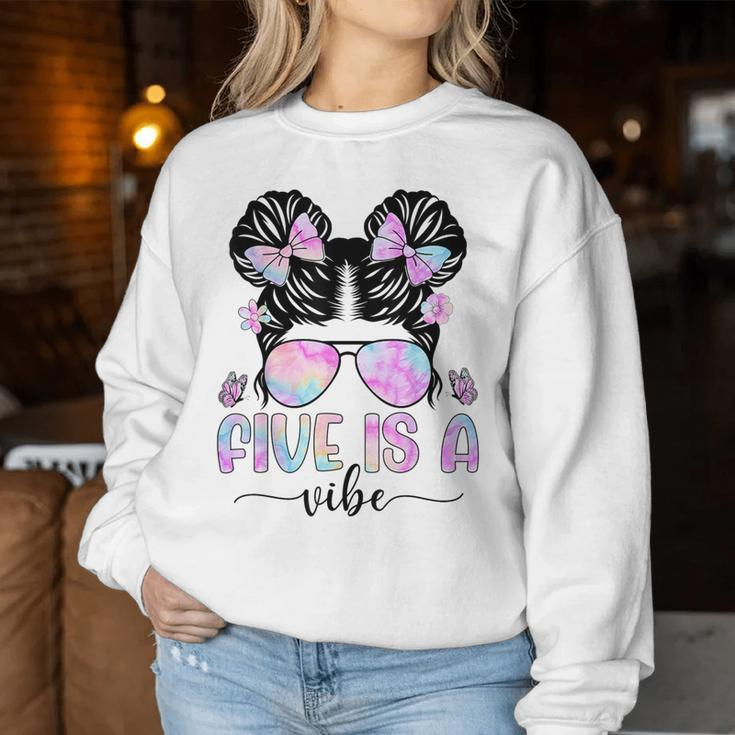Five Is A Vibe 5 Year Old Girls 5Th Birthday Women Sweatshirt Funny Gifts