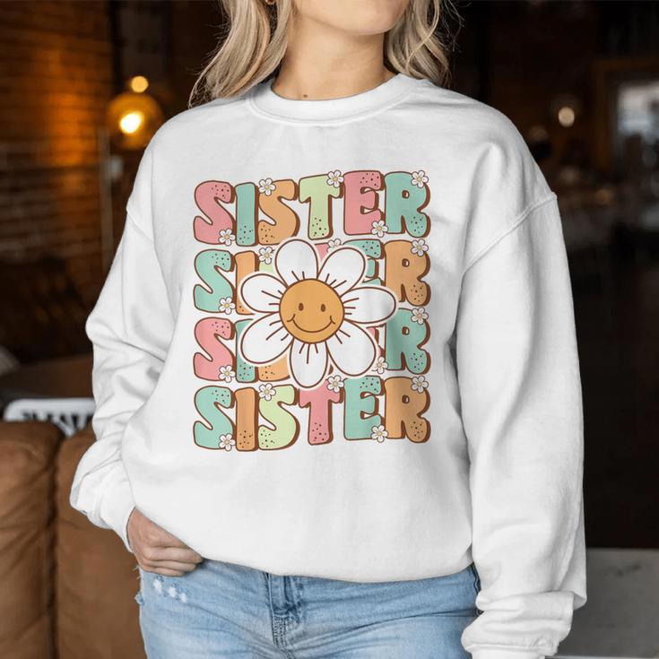 Groovy Sister Matching Family Birthday Party Daisy Flower Women Sweatshirt Unique Gifts