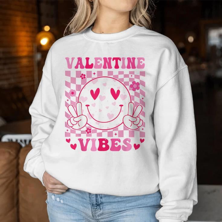 Groovy Valentines Day For Girl Valentine Vibes Women Sweatshirt Funny Gifts