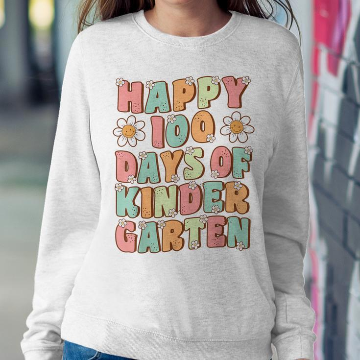 Happy 100Th Day Of Kindergarten Groovy 100Th Day Of School Women Sweatshirt Unique Gifts