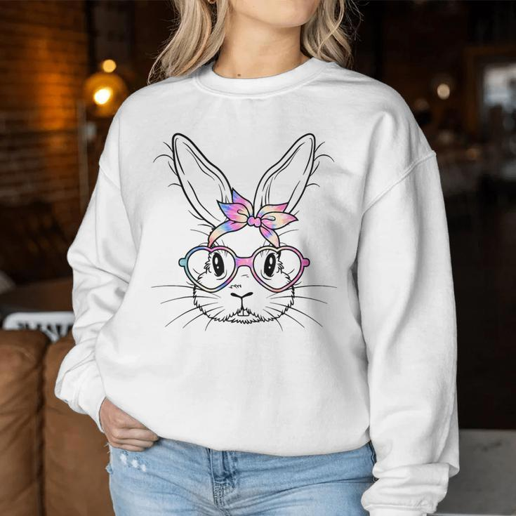 Happy Easter Cute Bunny Face Tie Dye Glasses Rabbit Girl Kid Women Sweatshirt Unique Gifts