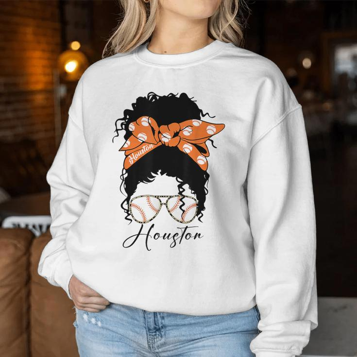Houston Messy Bun Souvenir I Love Houston Women Women Sweatshirt Personalized Gifts