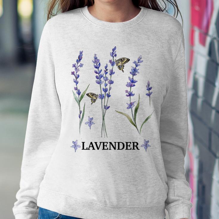 Lavender Plant Butterfly Herb Purple Flower Botanical Women Sweatshirt Unique Gifts