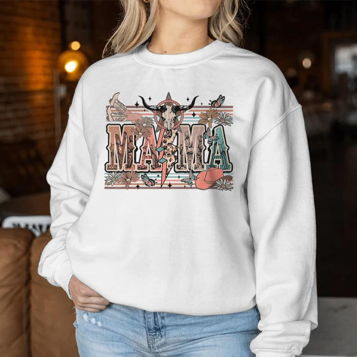 Mama Western Country Cow Skull Cowhide Mom Hippies Mama Women Sweatshirt Unique Gifts