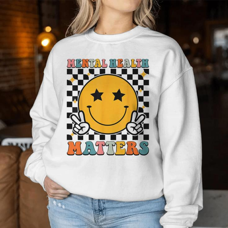 Mental Health Matters Retro Groovy Mental Health Awareness Women Sweatshirt Unique Gifts