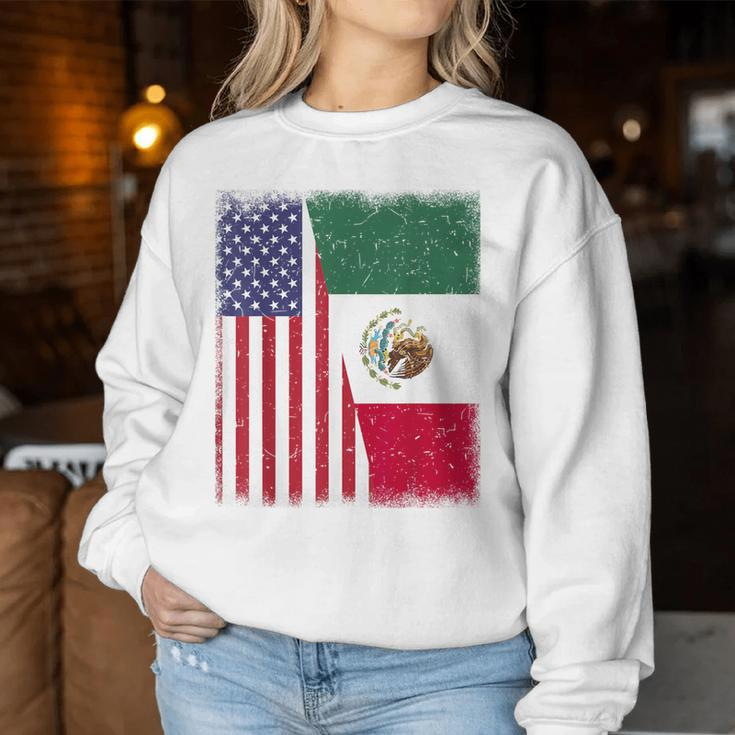 Mexico Independence Day Half Mexican American Flag Women Women Sweatshirt Unique Gifts