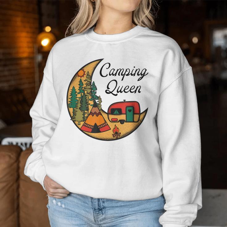 Mond Camping Queen Grafik Damen Outfit Für Camper Mama Sweatshirt Frauen Lustige Geschenke