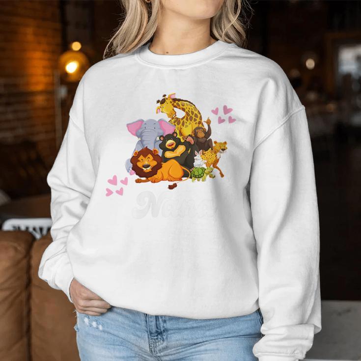 Nana Grandma Cute Zoo Animals Lion Giraffe Elephant Pink Women Sweatshirt Unique Gifts