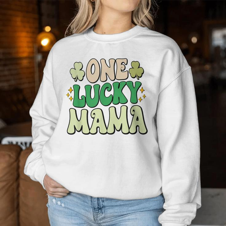 One Lucky Mama Groovy Retro Mama St Patrick's Day Women Sweatshirt Unique Gifts