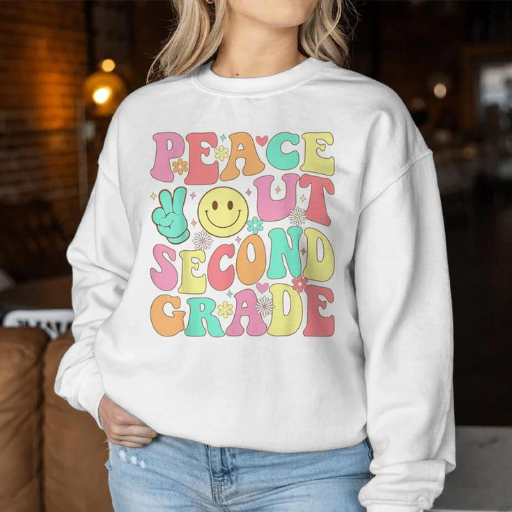 Peace Out Second Grade Groovy 2Nd Grade Last Day Of School Women Sweatshirt Unique Gifts