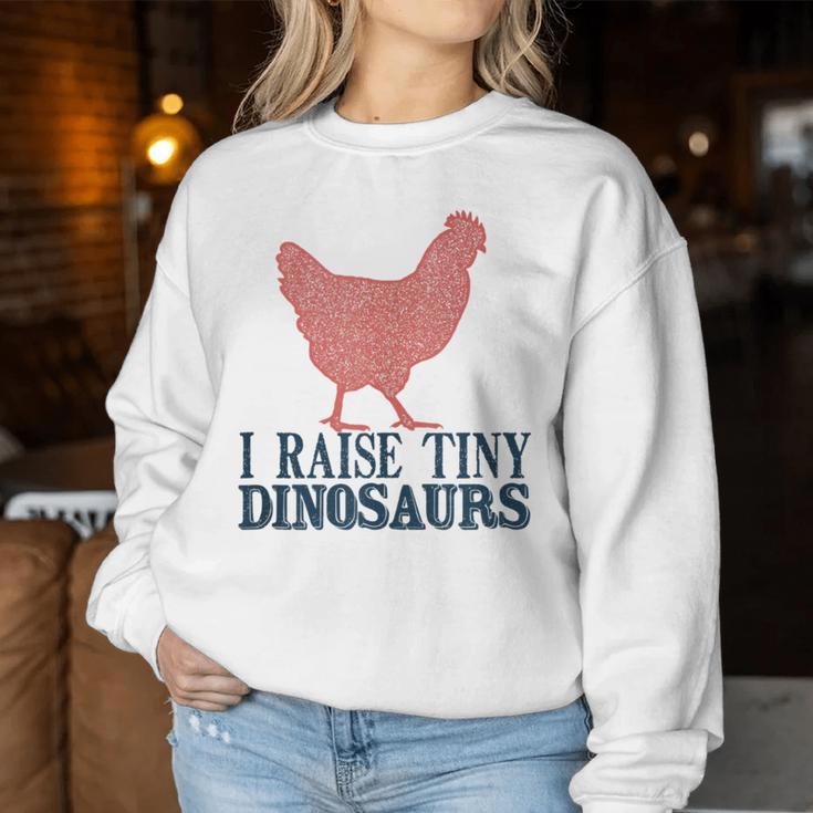 I Raise Tiny Dinosaurs Vintage Retro Chicken Silhouette Women Sweatshirt Unique Gifts