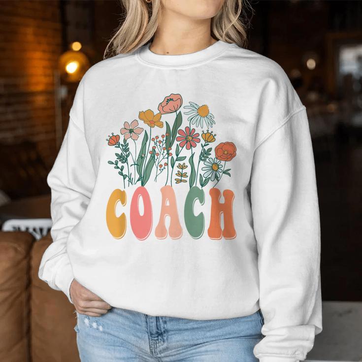 Retro Groovy Floral Coach Wildflower For Women Women Sweatshirt Unique Gifts