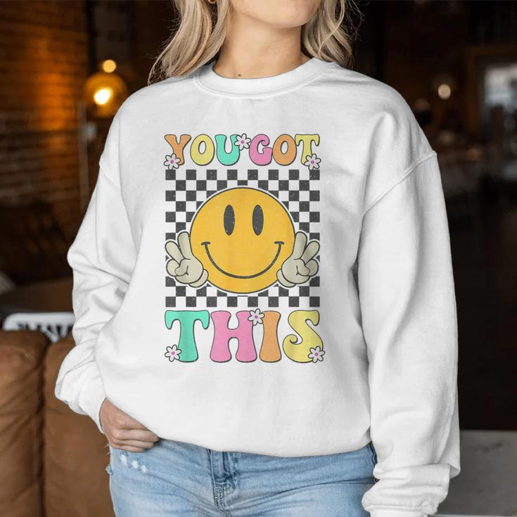 Retro Groovy You Got This Motivational Testing Day Teacher Women Sweatshirt Unique Gifts
