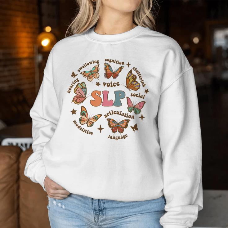 Retro Speech Therapy Butterfly Speech Language Pathologist Women Sweatshirt Unique Gifts