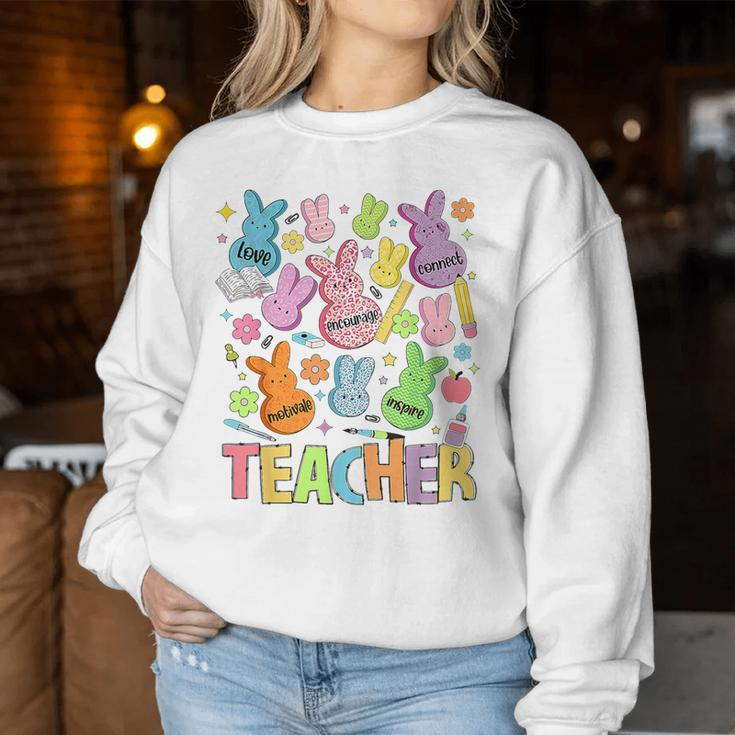 Retro Teacher Of Sweet Bunny Apparel Cute Teacher Easter Day Women Sweatshirt Unique Gifts