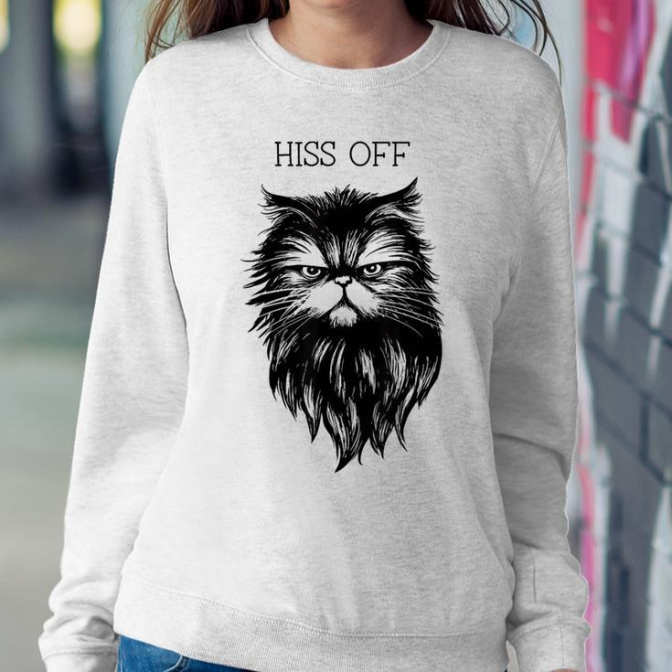 Hiss Off Cute Cat Pun Punny Meow Cat Lover Dad Mom Women Sweatshirt Funny Gifts
