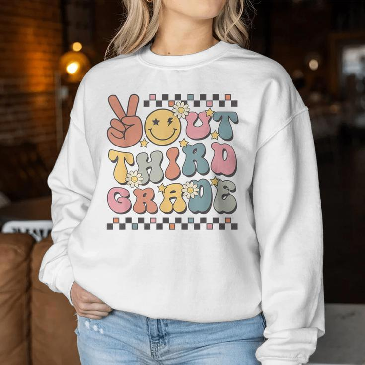 School Last Day Of 3Rd Grade Groovy Peace Out Third Grade Women Sweatshirt Unique Gifts