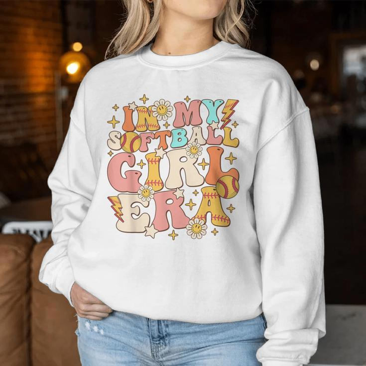 In My Softball Girl Era Retro Softball Girl Groovy Cute Women Sweatshirt Funny Gifts