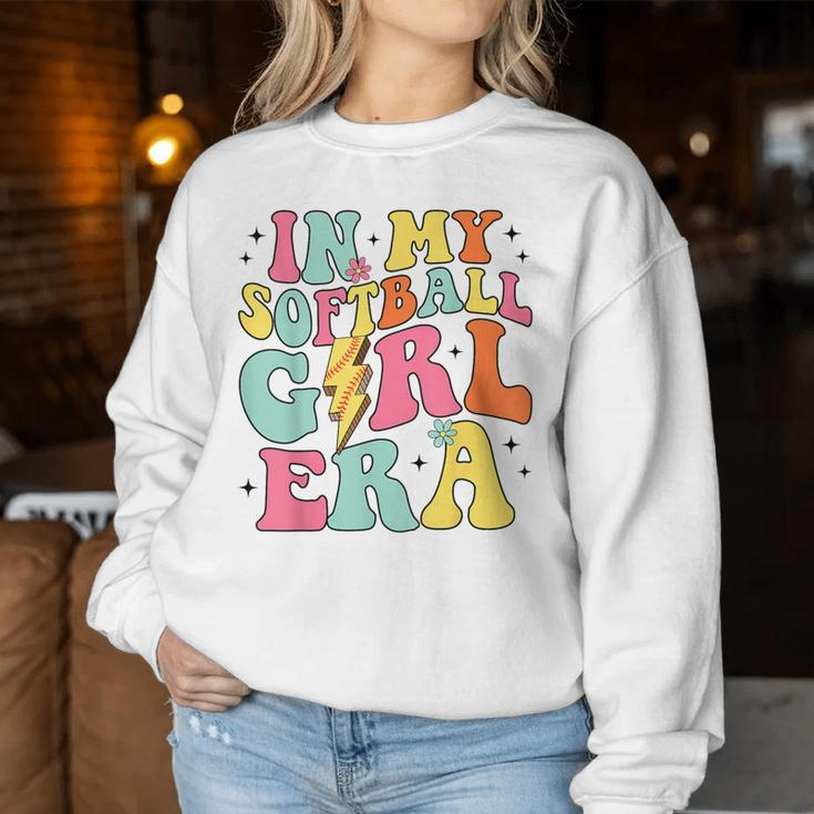 In My Softball Girl Era Retro Groovy Softball Girl Women Sweatshirt Funny Gifts