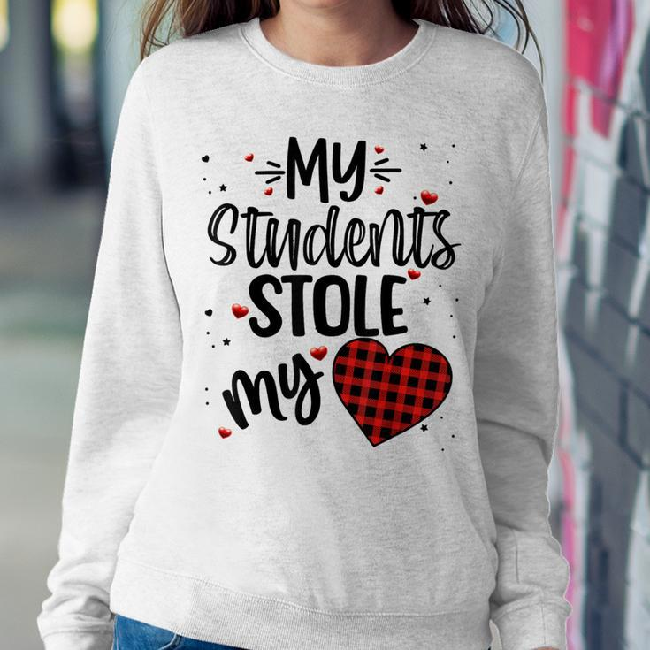 My Students Stole My Heart Teachers Plaid Valentines Day Women Sweatshirt Funny Gifts
