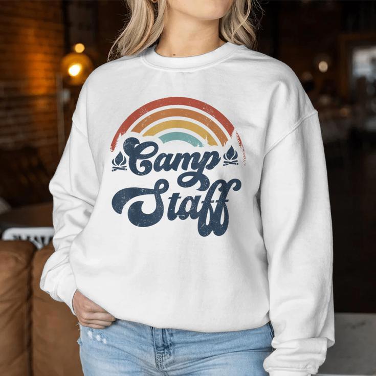 Summer Camp Counselor Staff Groovy Rainbow Camp Counselor Women Sweatshirt Unique Gifts