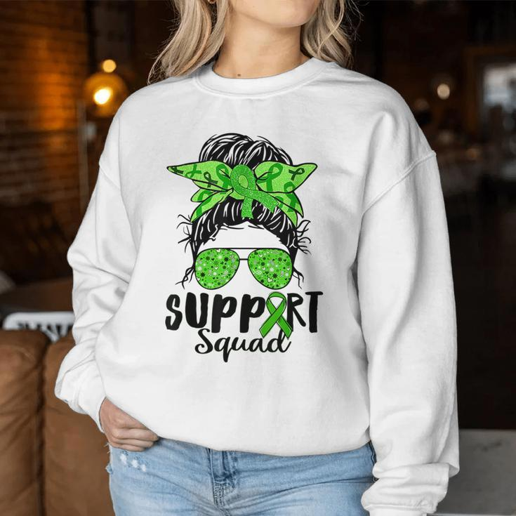 Support Squad Messy Bun Green Ribbon Mental Health Awareness Women Sweatshirt Unique Gifts