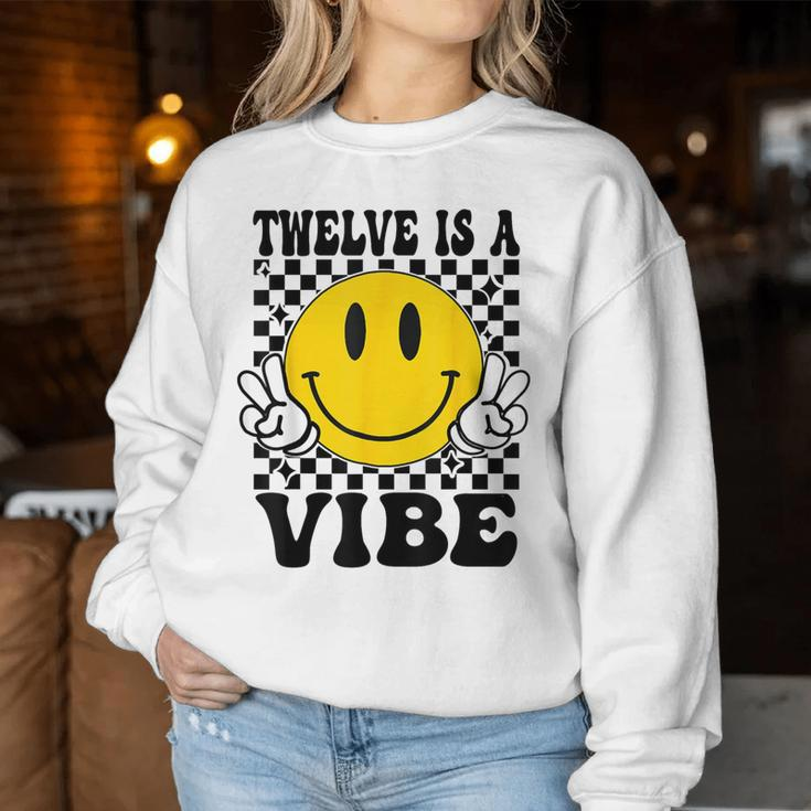 Twelve Is A Vibe 12Th Birthday Groovy Boys Girls 12 Year Old Women Sweatshirt Unique Gifts