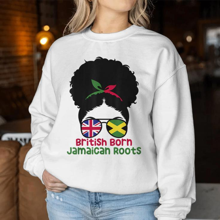 Uk British Grown Jamaican Roots Messy Bun Women Sweatshirt Personalized Gifts