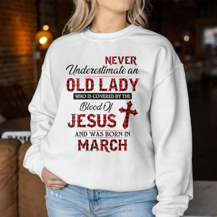 Never Underestimate An Old Lady Who Is Covered By The Blood Women Sweatshirt Unique Gifts