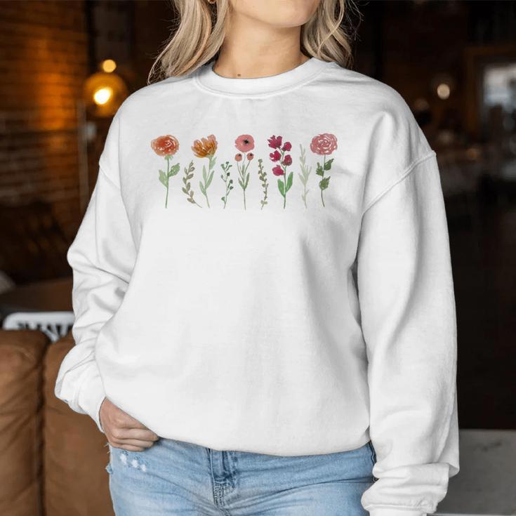 Women's Vintage Flower Casual Boho Wildflower Graphic Women Sweatshirt Unique Gifts