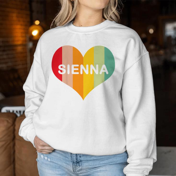 Youth Girls Sienna Name Heart Retro Vintage Women Sweatshirt Unique Gifts