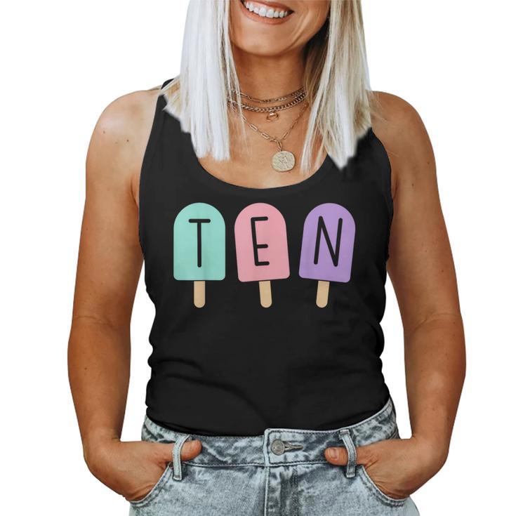 10 Geburtstag Mädchen Eisdiele Sommer Pool Beach Ten Tank Top Frauen