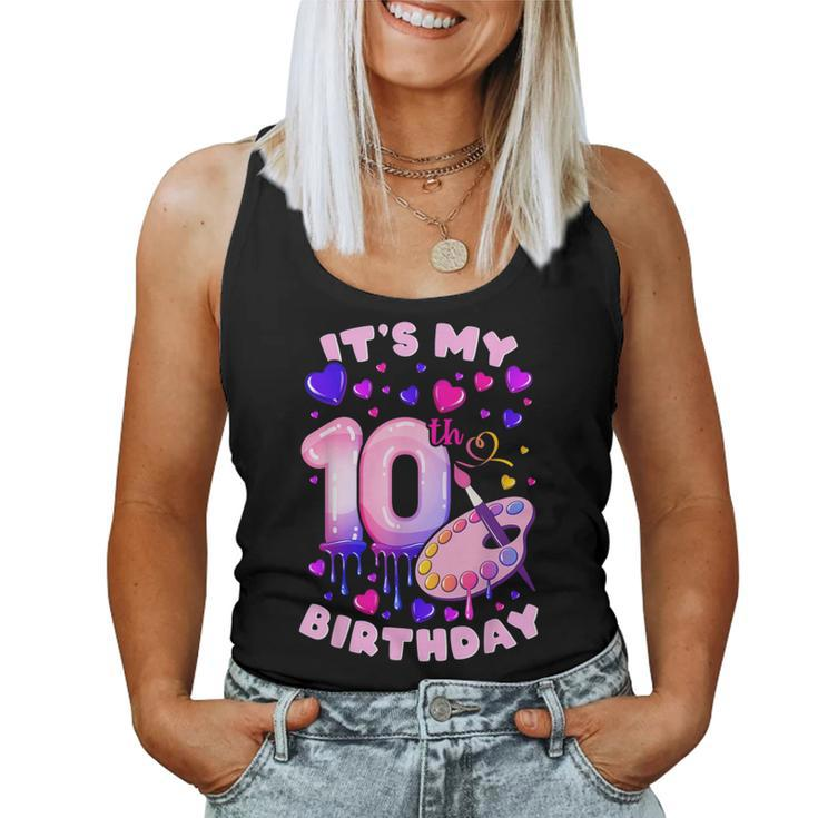 10Th Birthday Girl 10 Years Painting Art Number 10 Women Tank Top