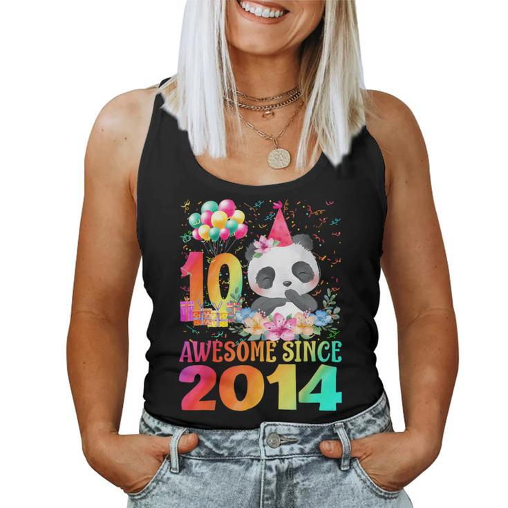 10Years Old 10Th Birthday Panda Awesome Since 2014 Women Tank Top