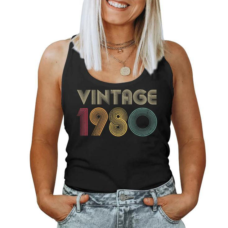 1980 44Th Birthday Vintage Retro 44 Years Old Women Tank Top