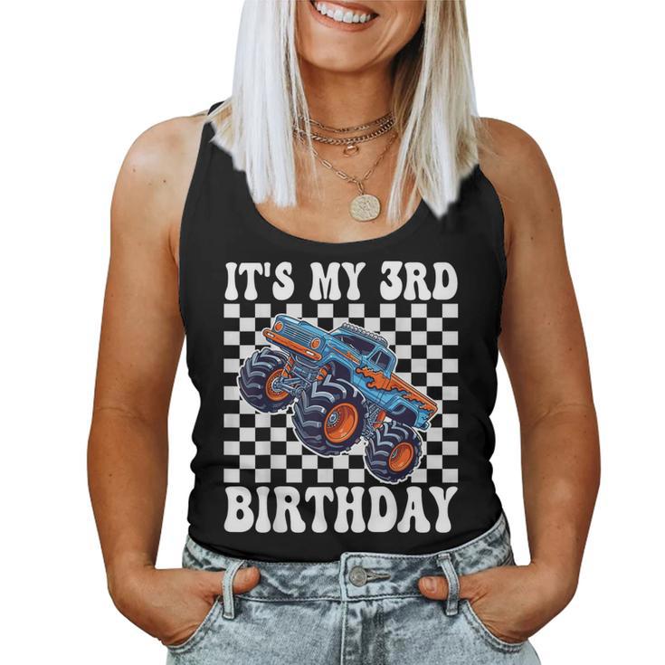 3 Years Old Boy Girl It's My 3Rd Birthday Boys Monster Truck Women Tank Top