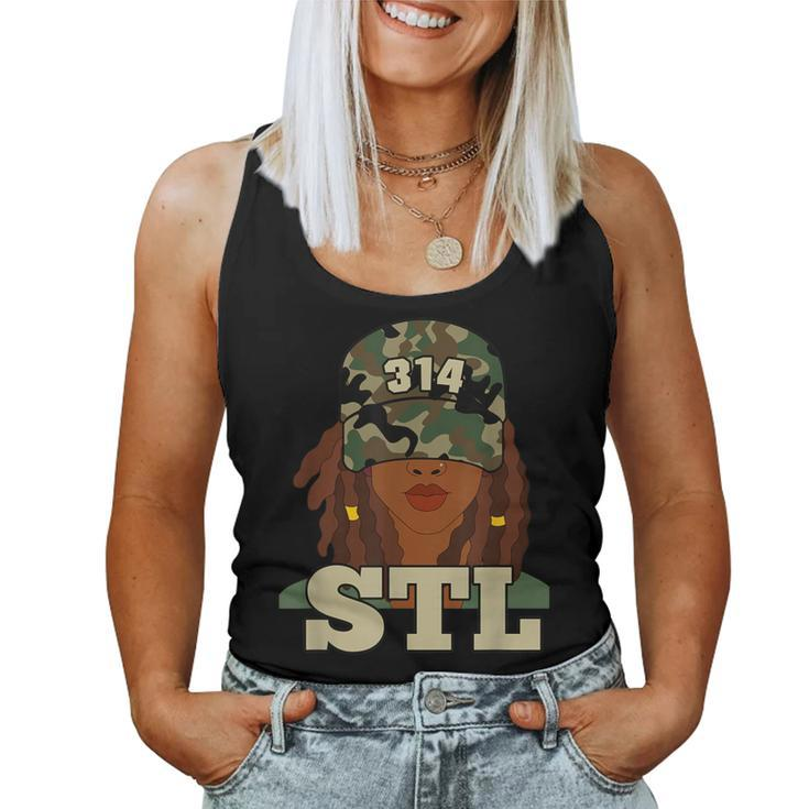 314 Stl St Louis Black Woman Locs Camo Women Tank Top