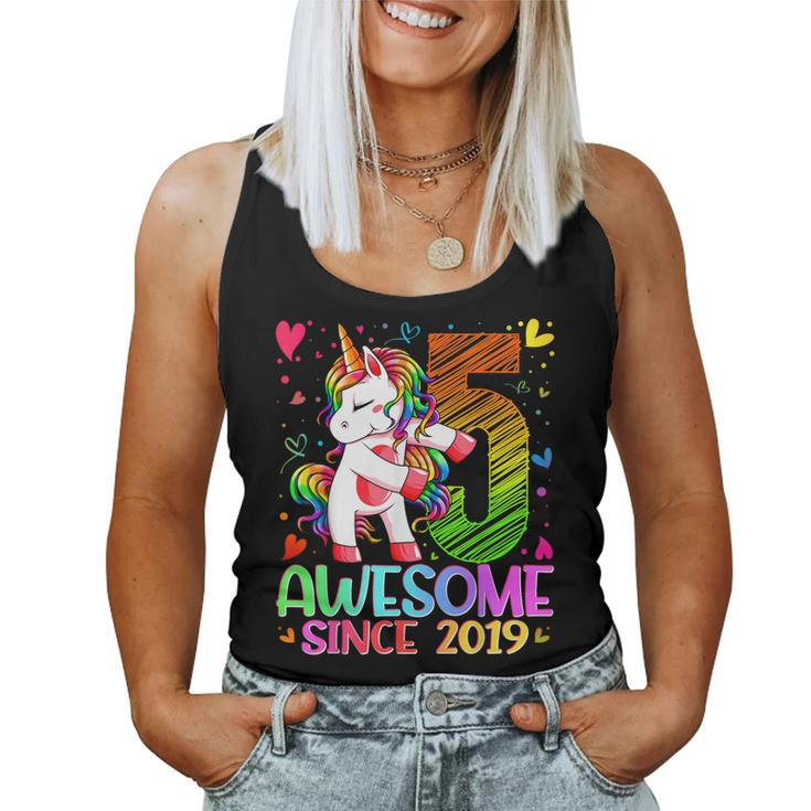 5 Years Old Flossing Unicorn 5Th Birthday Girl Party Women Tank Top
