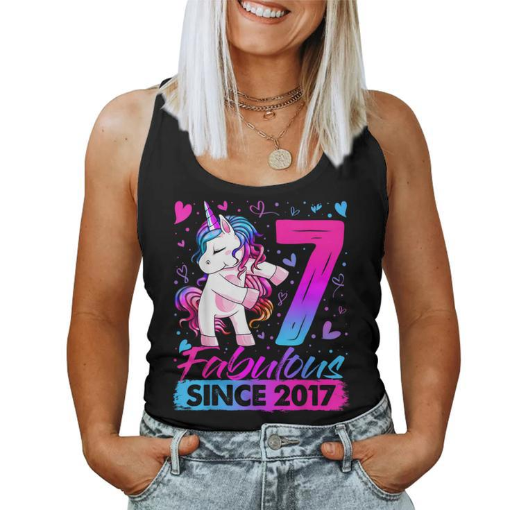 7 Years Old Flossing Unicorn 7Th Birthday Girl Party Women Tank Top