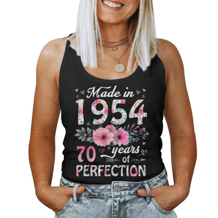 70 Year Old Made In 1954 Floral 70Th Birthday Women Women Tank Top