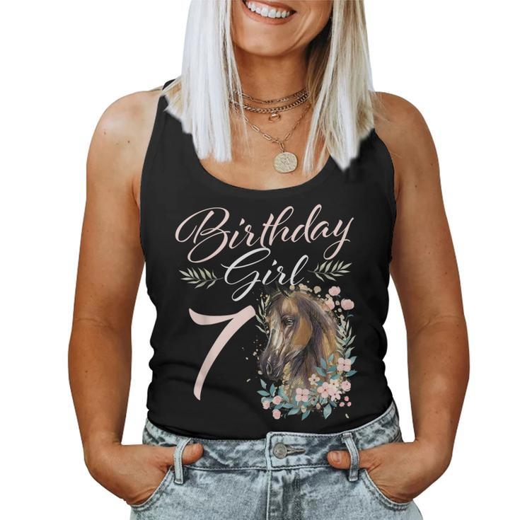 7Th Birthday Girl Horse Lover 7 Years Old Bday Women Tank Top