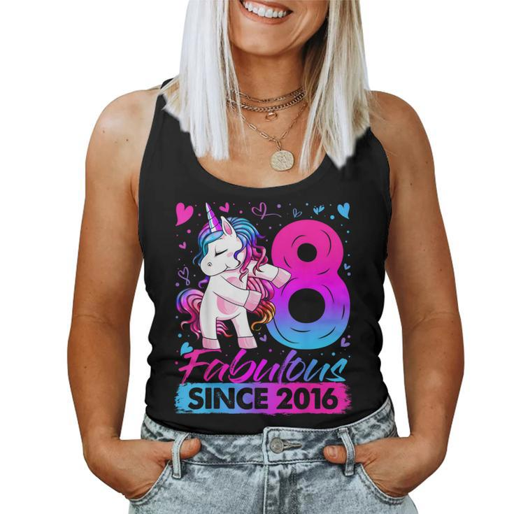 8 Years Old Flossing Unicorn 8Th Birthday Girl Party Women Tank Top