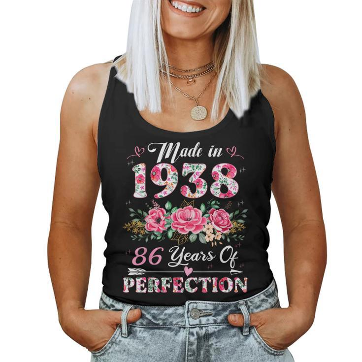 86 Year Old Made In 1938 Floral 86Th Birthday Women Women Tank Top