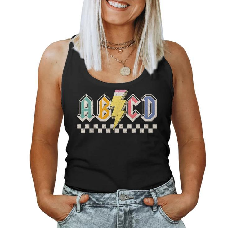 Abcd Back In Class First Day Back To School Teacher Student Women Tank Top