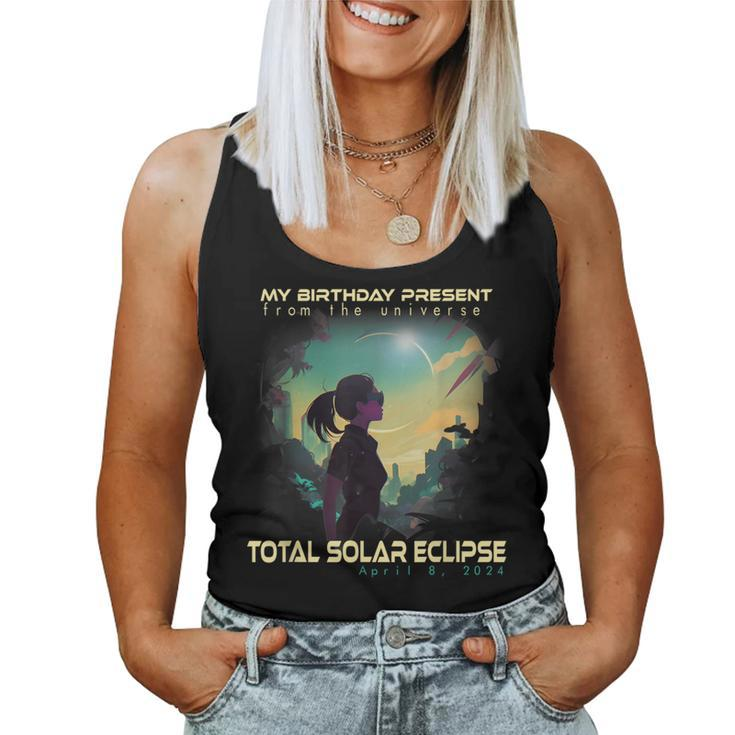 Aesthetic Girl Total Solar Eclipse Apr 8 2024 Birthday Women Tank Top