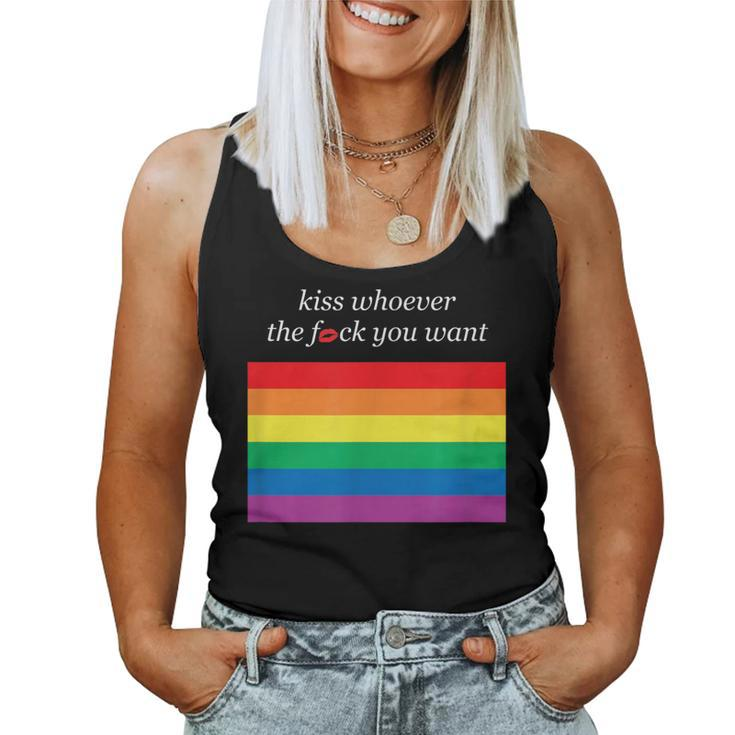 Aesthetic Lgbt Rainbow Flag Kiss Whoever The Fuck You Want Women Tank Top