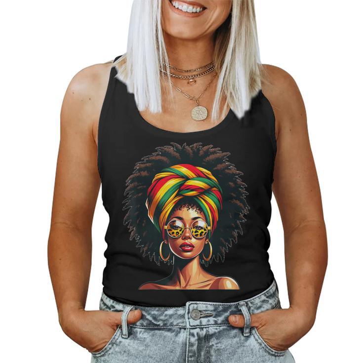 Afro Woman African Melanin Headscarf Nubian Black History Women Tank Top