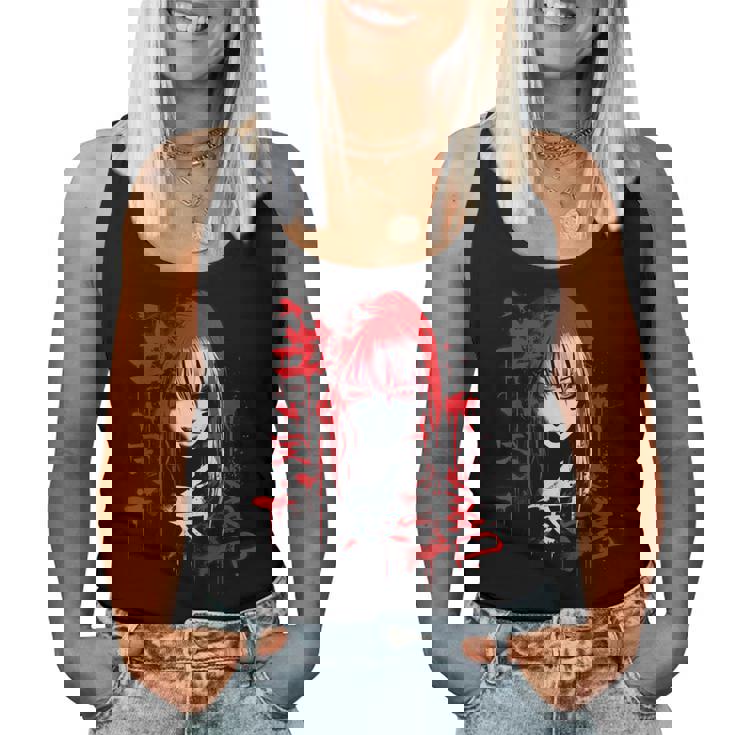 Anime Goth Girl Aesthetic Dark Pastel Edgy Manga Women Tank Top