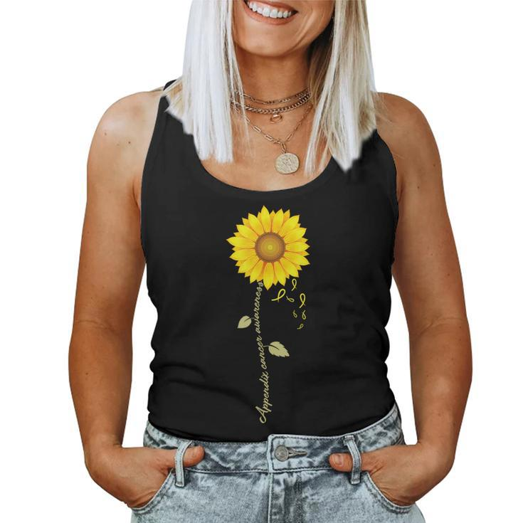 Appendix Cancer Sunflower Amber Ribbon Survivor Women Tank Top