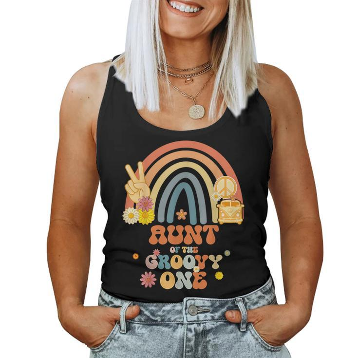 Aunt Of The Groovy One Rainbow Boho Birthday Party Women Tank Top